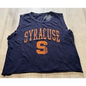 The Original Retro Brand Syracuse University Cutoff Crop Top Navy Orange Small